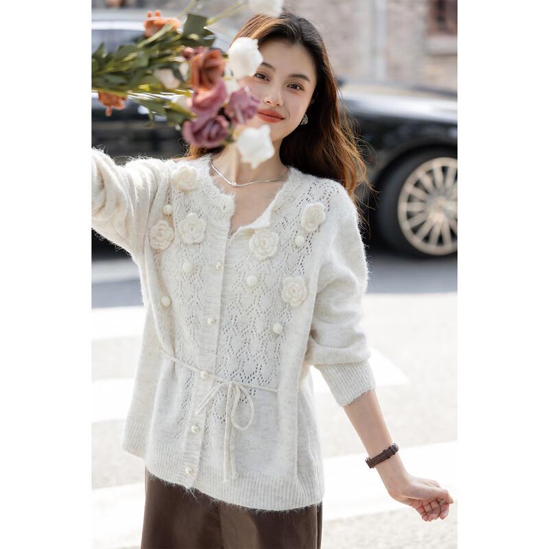 MokaNa 3D Floral Plush Knit Sweater