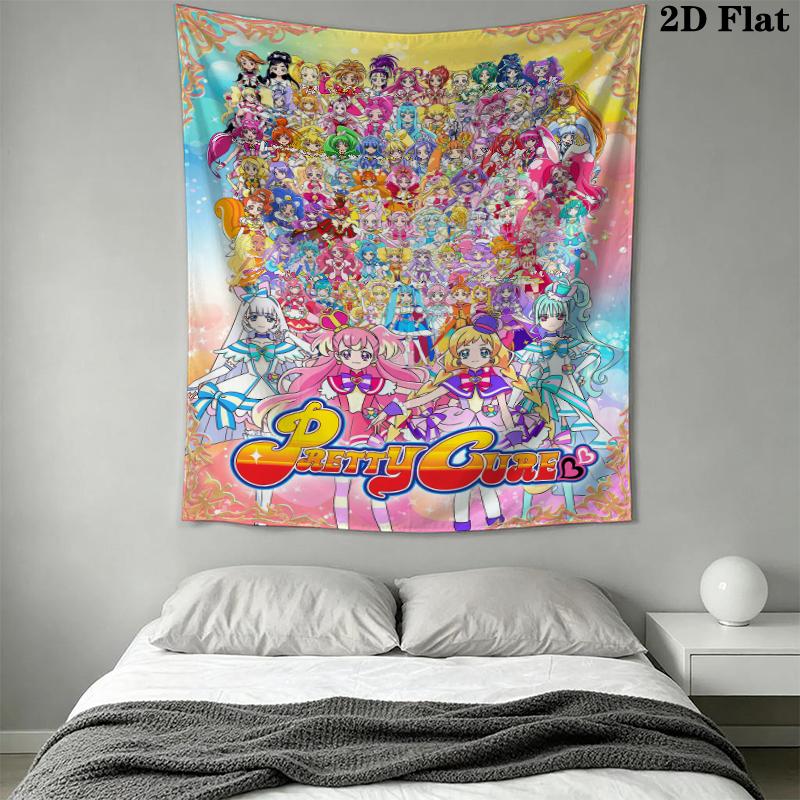 Pretty Cure Wall Tapestry Aesthetic Wall Hanging Printed Fabric Blanket Decorative Tapestries for Bedroom Living Room Home Decor