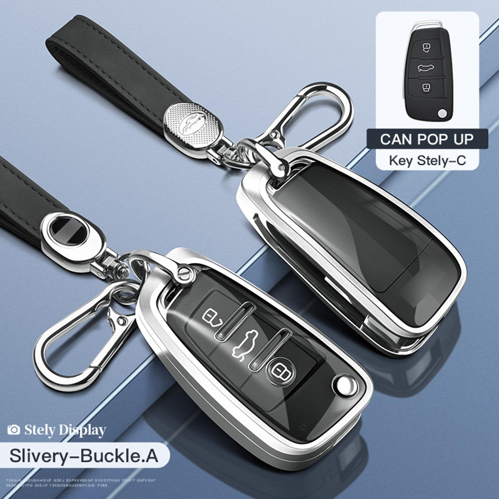 Aluminum Alloy TPU Black Car Key Case Cover With Buckle For a6l a4l a3