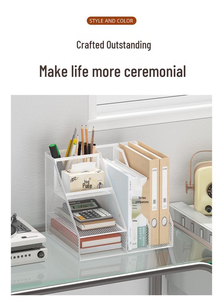 Metal Office Desk File and Bookshelf Organizer