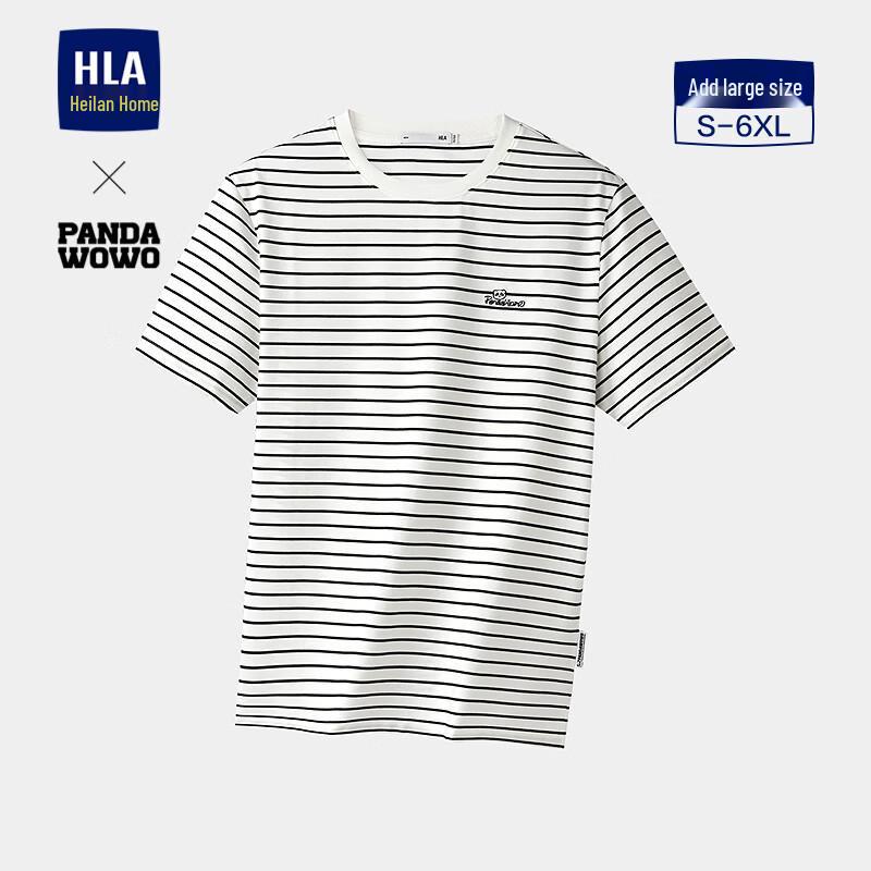 HLA Men s Panda Wowo Striped Short Sleeve T-Shirt S