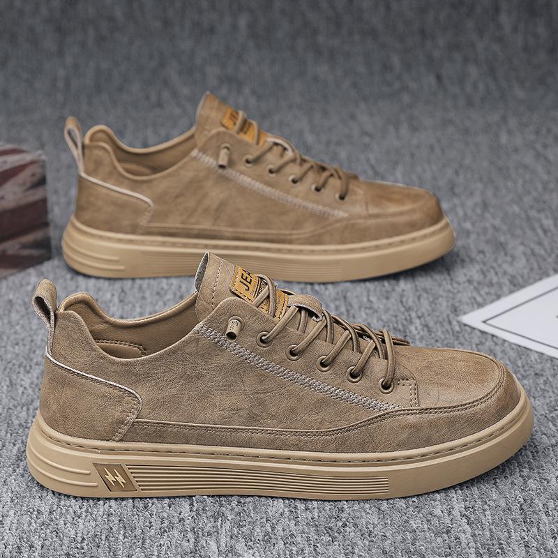 New Men's Fashion Casual Leather Shoes Non-slip Wear-resistant Sports Comfortable Flat Slip-on Casual Shoes Shoes Men