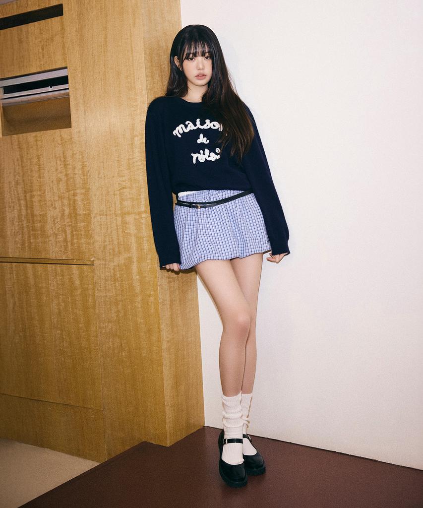 Lora Lora Check Balloon Mini Skirt Nv+Bl
