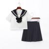After-Sales Black Collar White JK Sailor Suit Set with Pleated Skirt