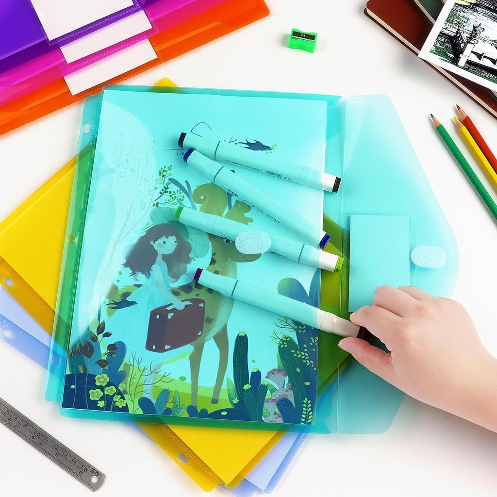 Tamaki 6 Pack Binder Pocket, Plastic Folders with Label, Binder Organizer, Binder Dividers with Pockets, Letter Size, Assorted Colors