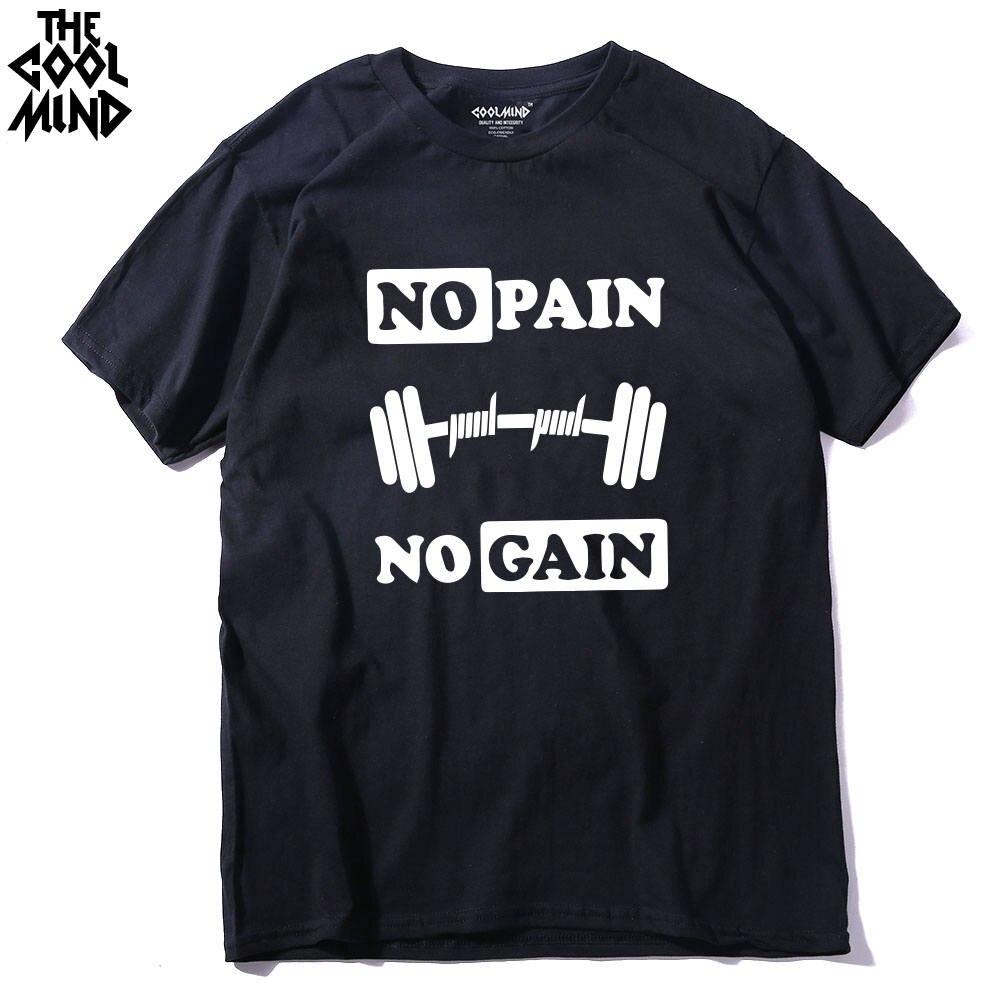 Buy Cr0113A 100 Cotton No Pain No Gain Print Men Tshirt Casual O Neck ...