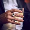 Square Ring for Men,Stainless Steel Thumb Ring Signet Ring Wedding Ring,Stylish Jewelry Gift for Husband Boyfriend Father