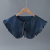 Koreanisch elegant großer Revers Holzohr Puppenkragen falscher Kragen Rüschenband Schal Denim