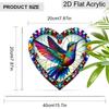 Acrylic Heart-Shaped Hummingbird Suncatcher, Stained Glass Style Window Hanging Ornament for Bird and Colorful Art Lovers