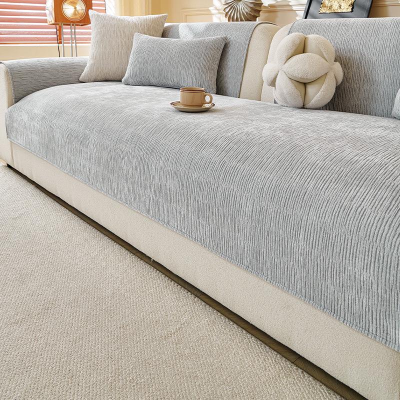 Cream Chenille Sofa Cushion – All-Season, Nordic Style, Non-Slip, Universal Fit