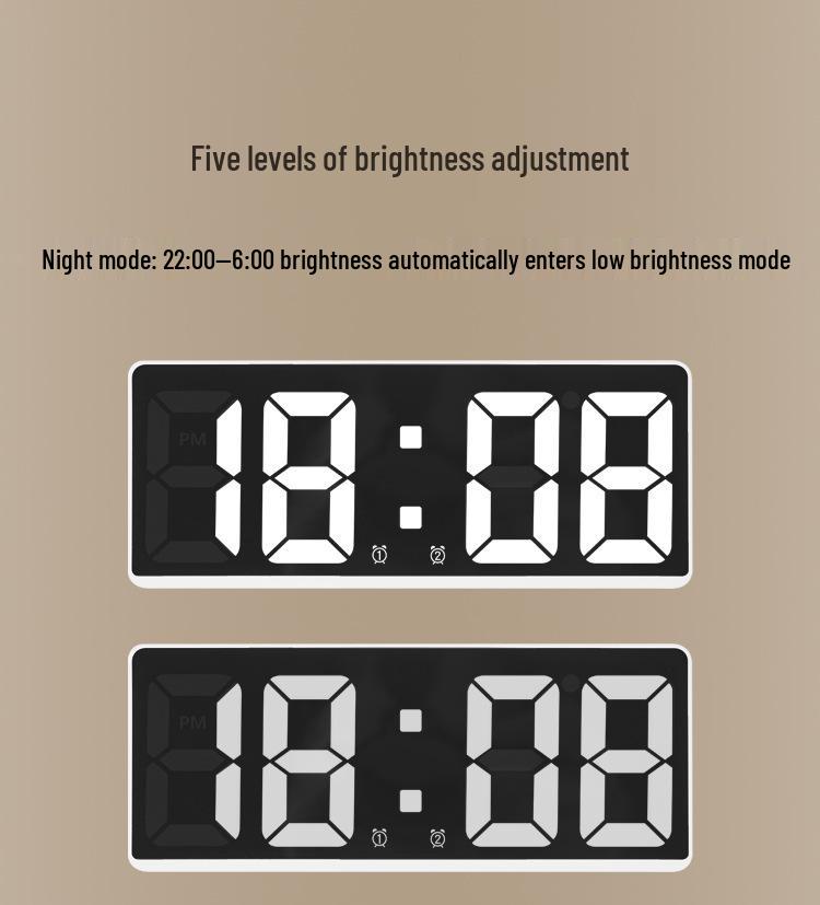 Dual Alarm Clocks with Large LED Screen - Modern Korean Design 6628