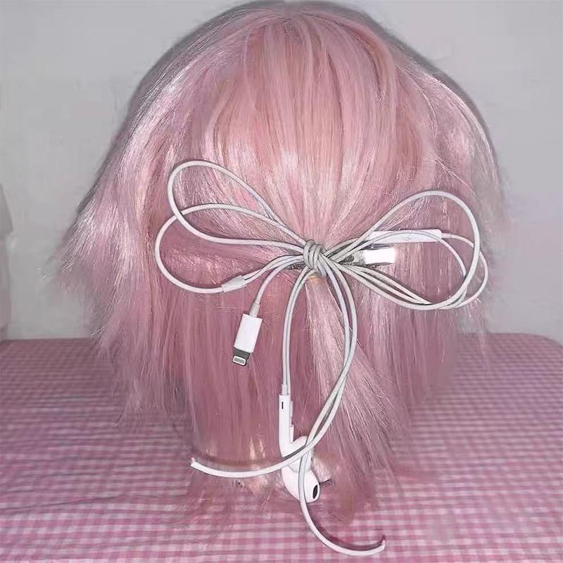 Funky Y2K Headphone Wire Bow Hair Clips Retro Style for Teen Fashion