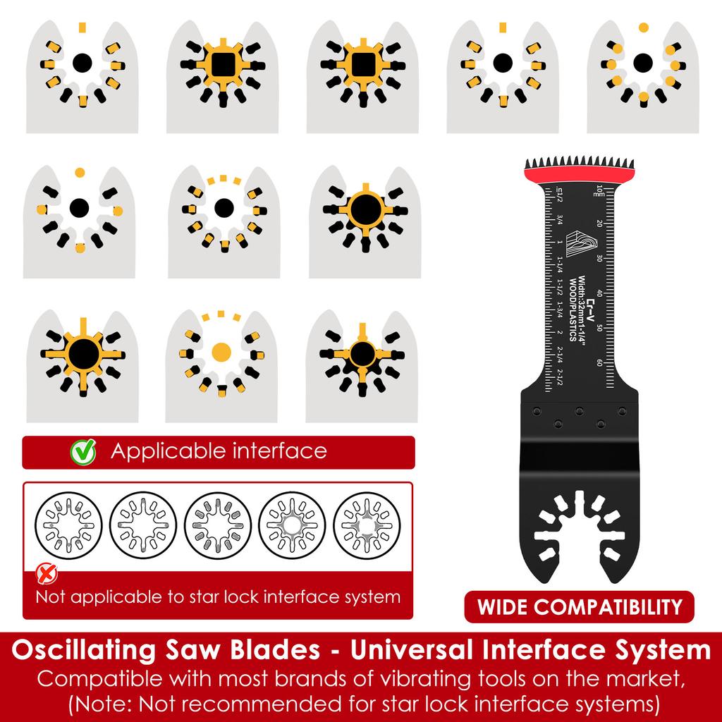 3/5Pcs Oscillating Saw Blade Set Bimetal Multitool Blade Sharp Multi Cutter Blade for Wood Plasterboard Plastic Cutting Blades