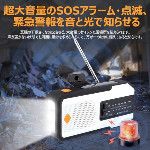 Litake Multi-Function Emergency Radio with LED Light, Solar-Powered Radio, 2000mAh, AM/FM, SOS, USB Charging, Smartphone Charging, Hand Crank Flashlig