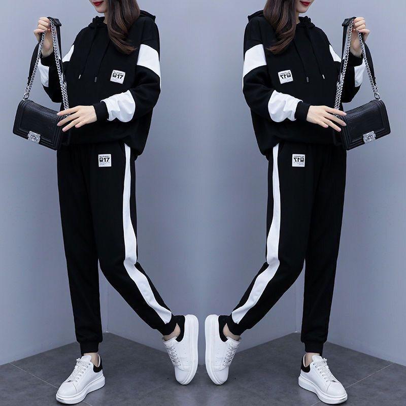 Conjunto de Ropa Deportiva para Mujer de Talla Grande - Moda Otoño 2022 Ajuste Holgado Dos Piezas
