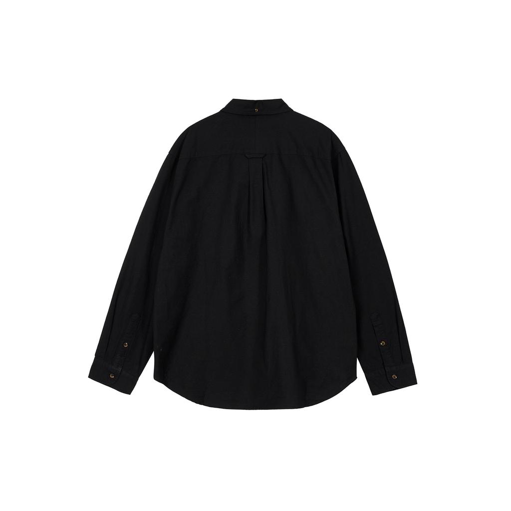 Nike Life Solid Logo Comfortable Casual Long Sleeve Shirt Men shirts Black FN3126-010