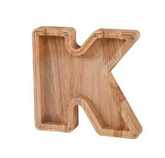 Wooden & Acrylic Money Box: Transparent 26-Letter Savings Bank for Kids