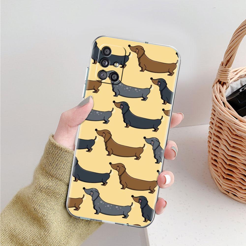 

Прозрачный чехол для Samsung Galaxy A51 A12 A21s A71 A52 A31 A32 A02s A22 A11 A03s A72 A42, мягкий чехол для телефона с силуэтом собаки и таксы Samsung A01