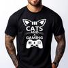 Cats And Gaming Cat Lover Gaming Graphic Tee Cotton Camiseta Masculina Luxury Designer Tshirt Lovers Day - Men's Summer Cotto...