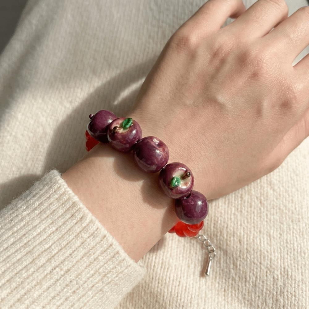 Exaggerated Lemon Bracelet Colorful Beads Stacked Bracelet Cute Fruit Beaded Bracelet  Girls Wear