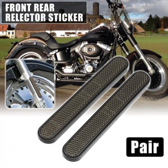 Front Lower Fork Reflector Sticker Rear Saddlebag Cover Smoke Black 1 Pair