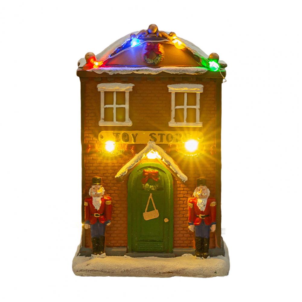 Festive Tabletop Display Led House with Music Battery Operated Holiday Centerpiece for Tabletop Display Festive Resin Figurine