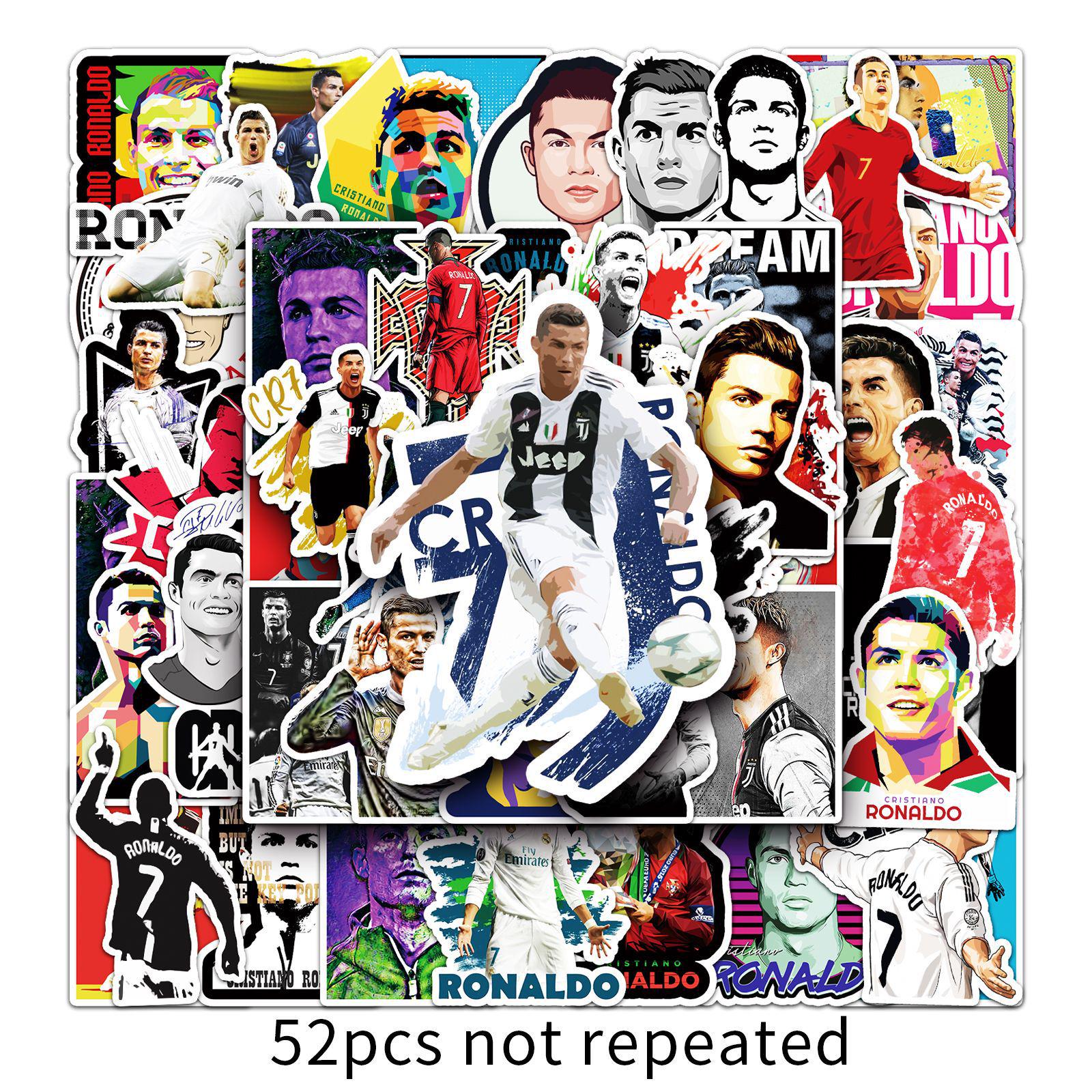 52 Unique Cristiano Ronaldo Graffiti Stickers: Waterproof, Perfect for Luggage, Cars, and Guitars