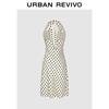 UR French Polka Dot Halter Neck Backless Dress