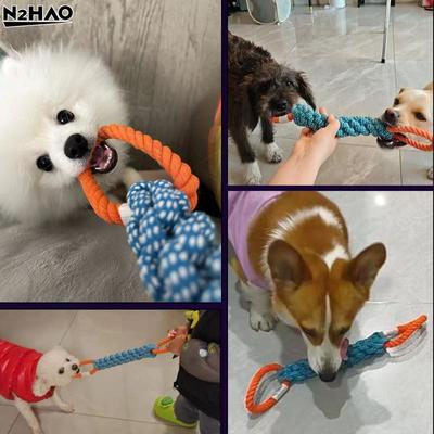 1*Durable Double-Ring Cotton Blend Dog Rope Chew Toy Bite-Resistant Tug Play Interactive Chew Toy For Small Dogs Training Play