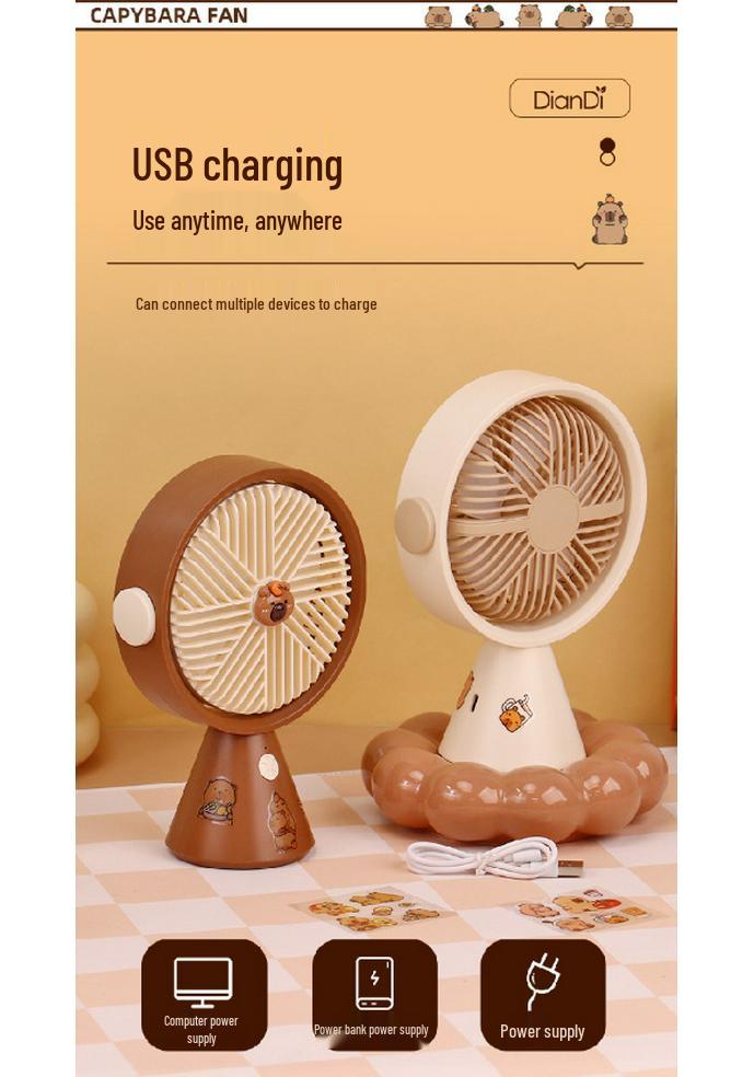 Cartoon Handheld Mini USB Rechargeable Fan - Student Desktop/Office Desk Fan