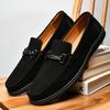 Men's Genuine Leather Suede Loafers Non-Tired Feet Arch Support One Foot Stirrup Soft Elastic Comfortable Sole Casual Sneakers