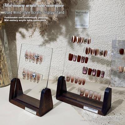 Rüzgar Stili Ceviz Ağacı Tırnak Sanatı Renk Paleti ve Jel Oje Örnek Tırnakları İçin Sergileme Panosu