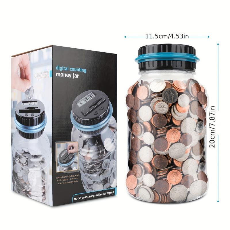 Clear Coin Saver, Battery Operated Money Bank, Large Bucket Savings Box for Teenagers and Adults, Christmas Gift
