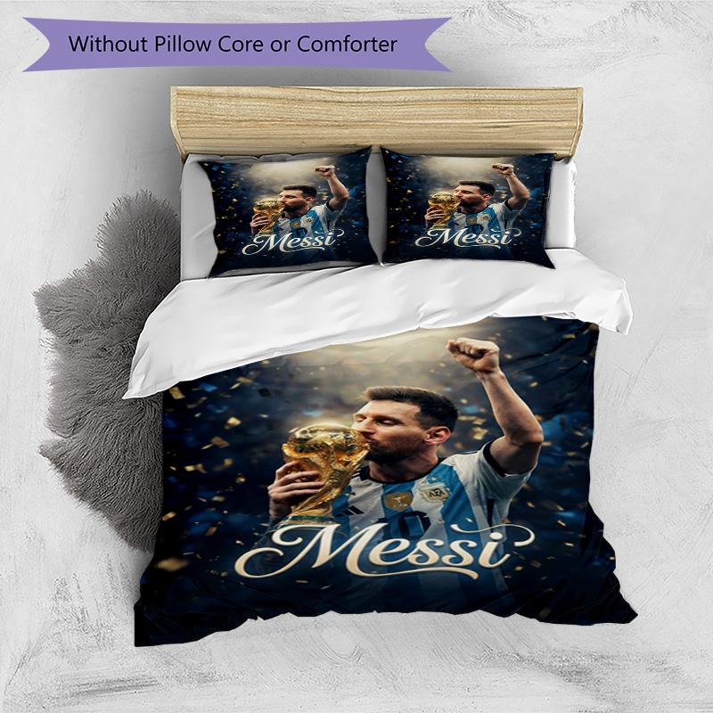 Messi World Cup Champion Personalized Name Bedding Set,Premium Bed Linen for Bedroom Home Decoration,Perfect Collectible Gift for Messi Fans,Easy Care