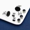 8-Piece Black Baked Paint Cufflinks & Tuxedo Studs Set for French Shirts