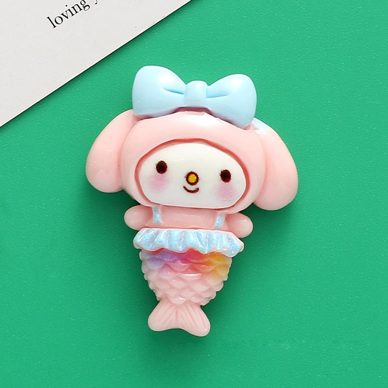 10 Pcs New Mini Kawaii Cartoon Mermaid Animal Kitten Series Resin Scrapbook Diy Jewelry Children Gift Hairpin Accessories A26