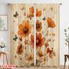 2pcs,2D Plane Printing Curtains Digital Printed Butterfly Blooms Polyester Easy Install (without Rod) Decorations For Home for