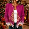 Damen Casual Christmas Print Langarm Knopfleiste Strick Cardigan Pullover Mantel für Feiertagskleidung