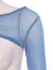 Womens Sparkle Rhinestone Mesh Long Sleeve Dance Crop Top Finger Loop Pullover Shrug Shoulder Cover