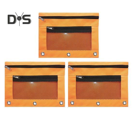 3-częściowy piórnik, 3-ringowy segregator, duża pojemność, etui na ołówki, przezroczyste okienko, siatka Oxford, torba na ołówki