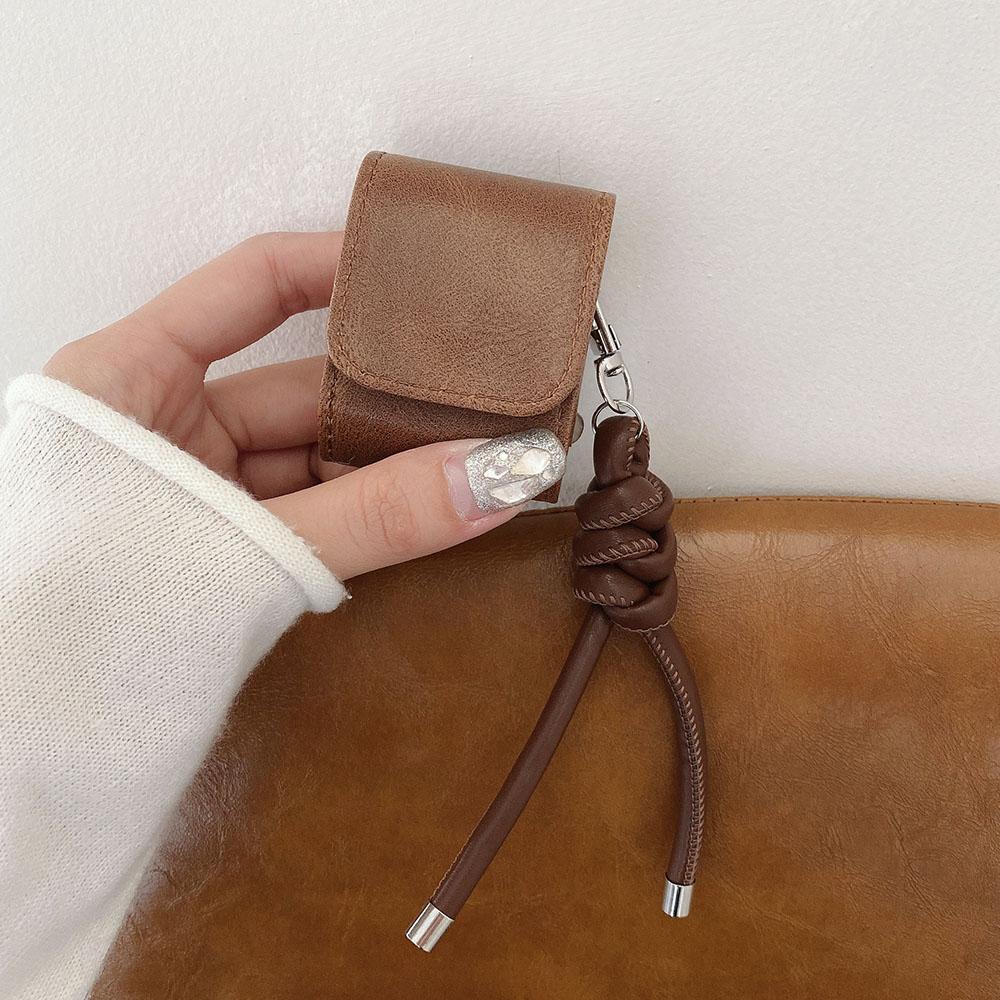 Luxury Gloss Black Coffee Colour Leather Headphone Bag For AirPods 4nd Generation Earphone Accessories For AirPods Pro 2 3 Case