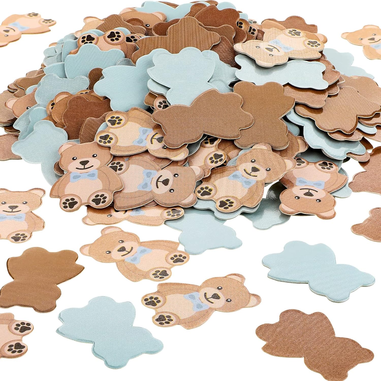 500 Pcs 0.98 Inch Bear Confetti Baby Shower Cream Brown Decoration We Can Bearly Wait Bear Shaped Paper Confetti Table Scatter First Birthday