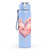 1PC Soft Pink Floral Heart 750ml Color Plastic Sports Water Bottle Leakproof Flip Straw Lid Suitable for Sports Office Home Use