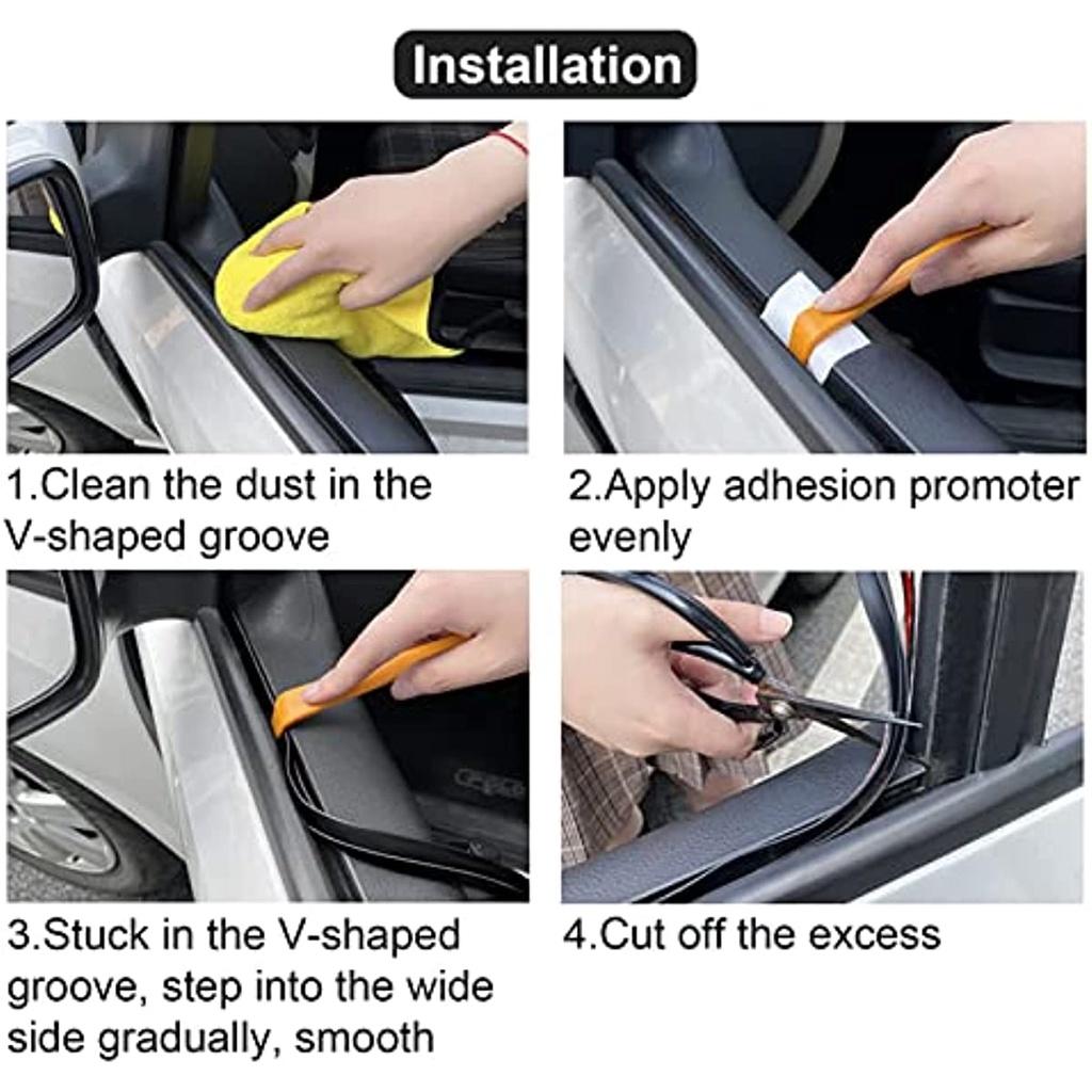 Tira de sellado de ventana automática 3 6 m/11 8 pies Tira adhesiva de vidrio para automóvil Sello de ventana en V Autoadhesivo universal Adecuado para vibraciones a prueba de viento Ruido anormal