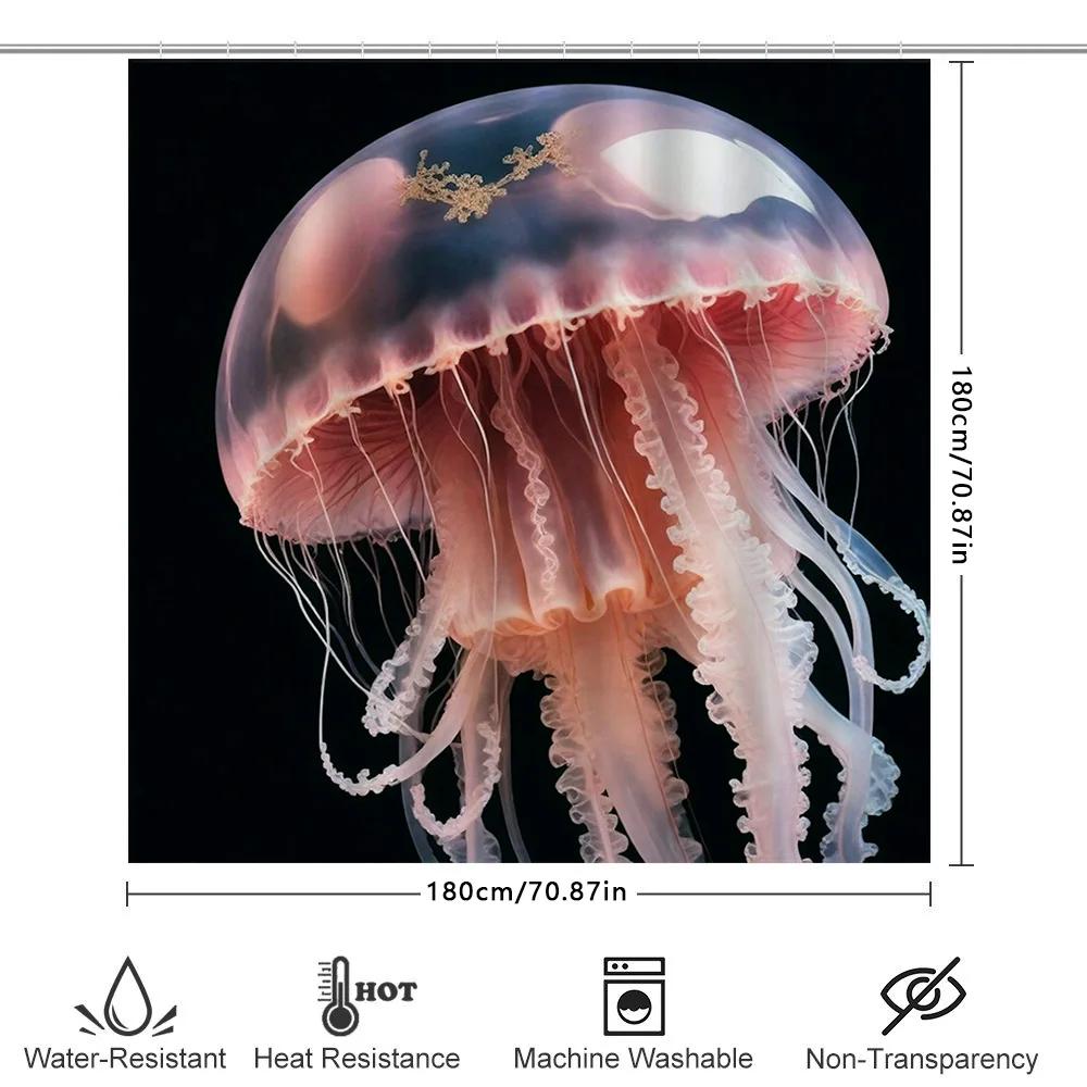 Stunning Jellyfish Bath Curtain Waterproof Decorative Shower Curtain For Bathroom, Pink White Colorful Printed Home Decor Item W