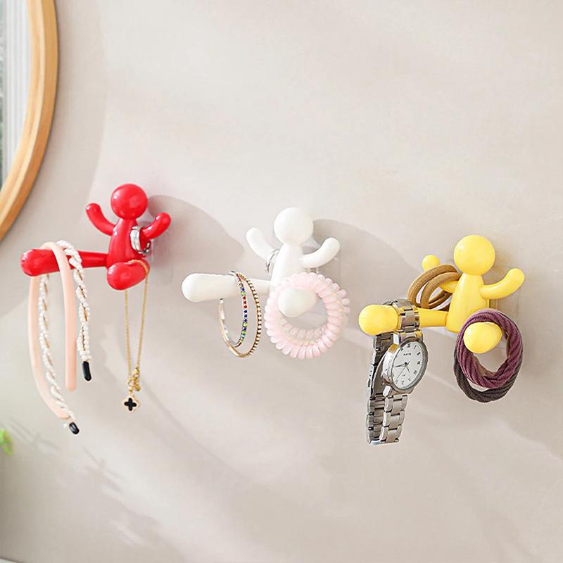 Creative Wall Shelf Organizer Portable Space Saving Key Storage Rack Cartoon Hair Accessories Hooks Bedroom