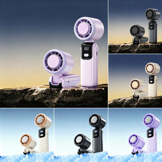 Portable Rechargeable Cooling Fan Folding Mini Desktop with LED Light Fan Adjustable Wind Speed
