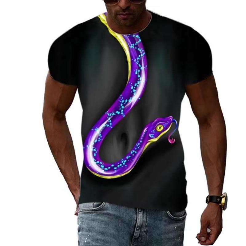 Horror King Cobra Graphic T Shirt Men 3D Printed Snake T-shirt Casual Streetwear Men Clothing Summer O Neck Tops Tee