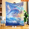 1pc 2D Flat Printing Spring & Summer New Arrival Dolphin Leaping Over Waves with Rainbow Pattern Digital Print Blanket, Suitable for All Seasons, Casu