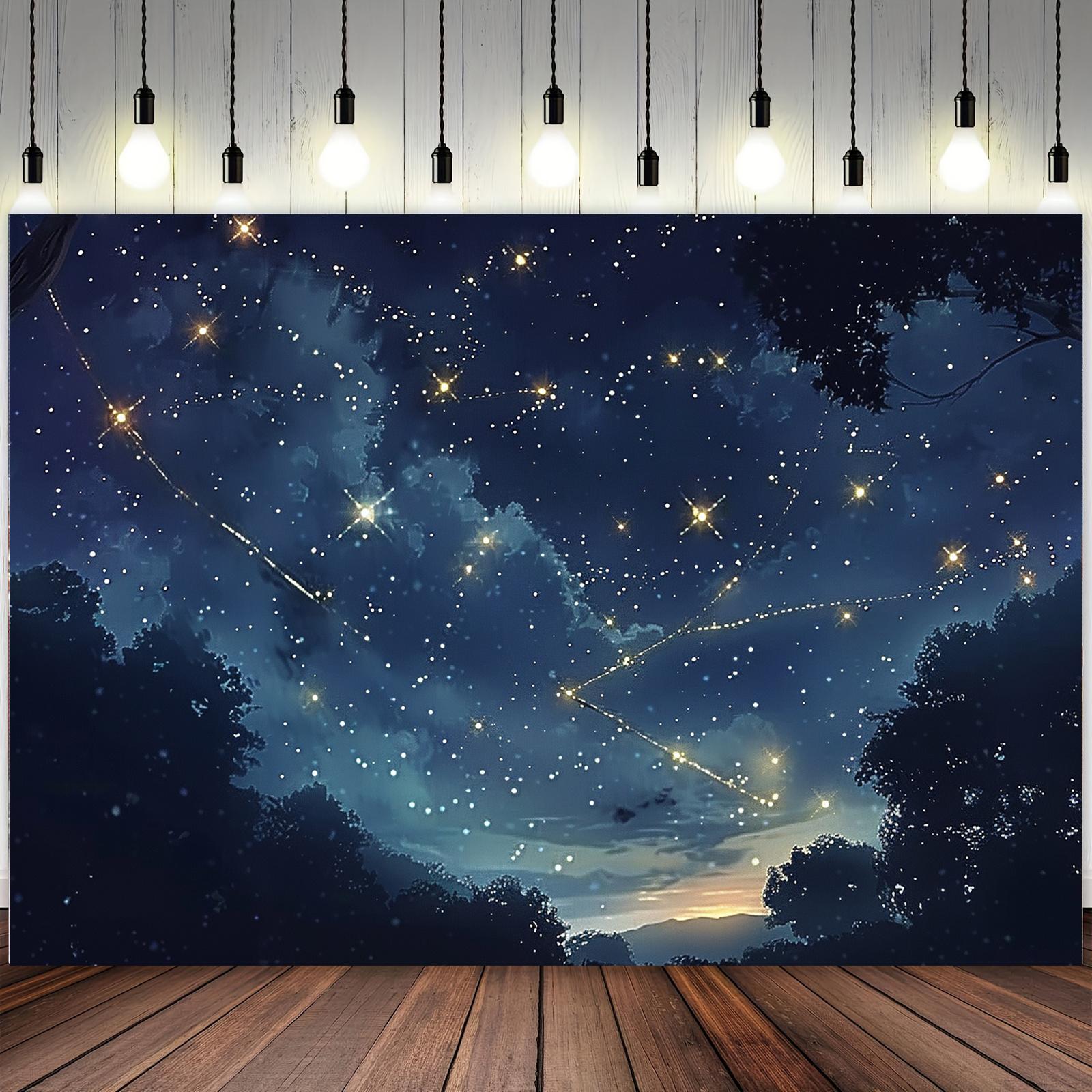 1 piece of retro starry sky backdrop with constellation patterns - high-quality polyester fiber celestial night scene fabric 100x150cm
